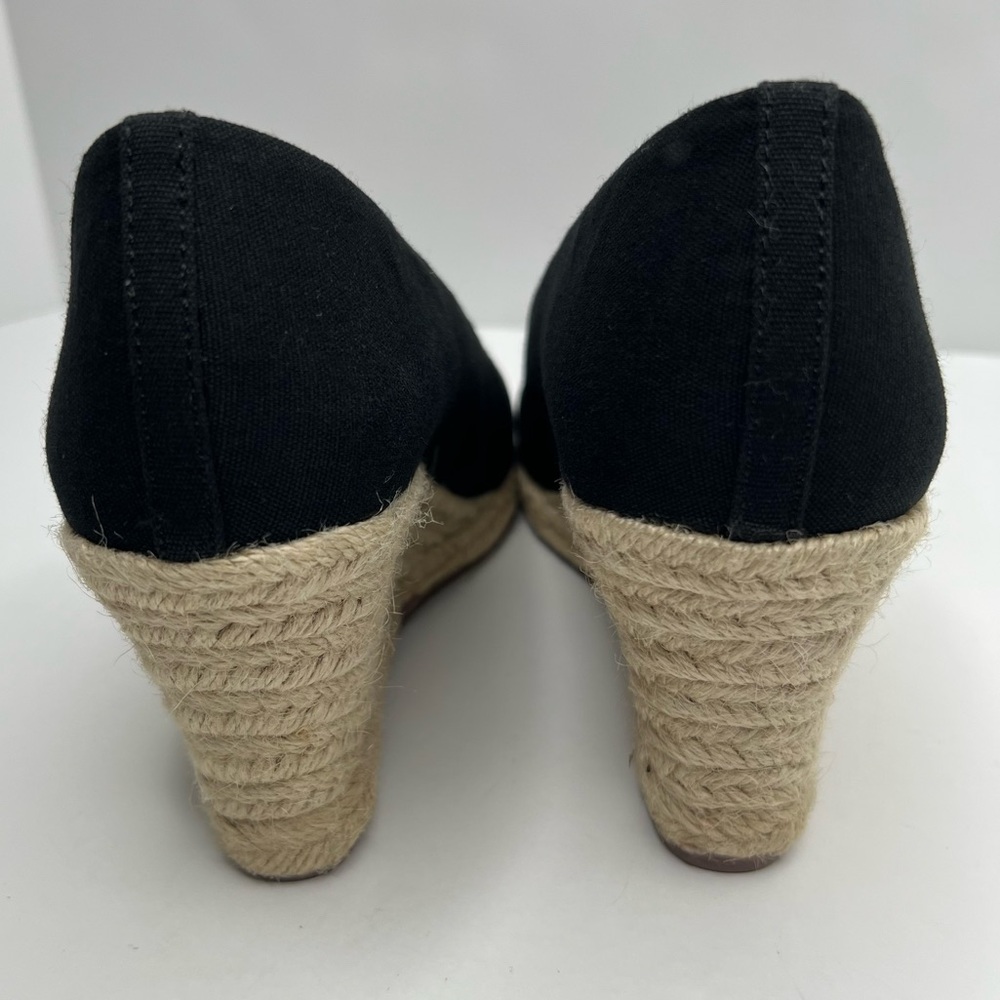 J. Crew Factory Canvas Espadrille Wedges Black Size 7.5 - Picture 8 of 14